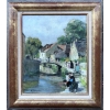 HERVE Jules Tableau 20è Siècle Un dimanche à la campagne Huile Sur Toile Signée Certificat d’authenticité | Biron |||||||||