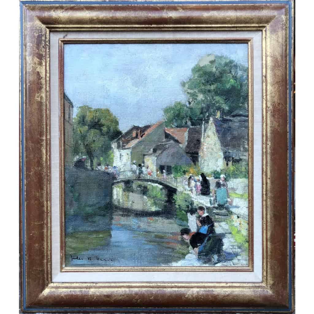 HERVE Jules Tableau 20è Siècle Un dimanche à la campagne Huile Sur Toile Signée Certificat d’authenticité | Biron |||||||||
