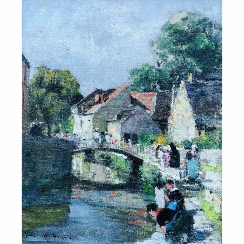 HERVE Jules Tableau 20è Siècle Un dimanche à la campagne Huile Sur Toile Signée Certificat d’authenticité | Biron HERVE Jules Tableau 20è Siècle Un dimanche à la campagne Huile Sur Toile Signée Certificat d’authenticité