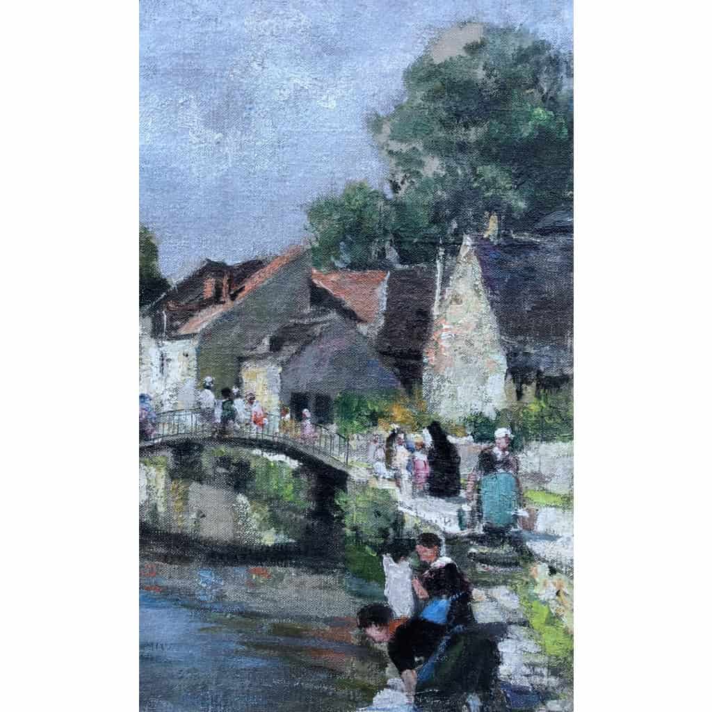 HERVE Jules Tableau 20è Siècle Un dimanche à la campagne Huile Sur Toile Signée Certificat d’authenticité | Biron HERVE Jules Tableau 20è Siècle Un dimanche à la campagne Huile Sur Toile Signée Certificat d’authenticité