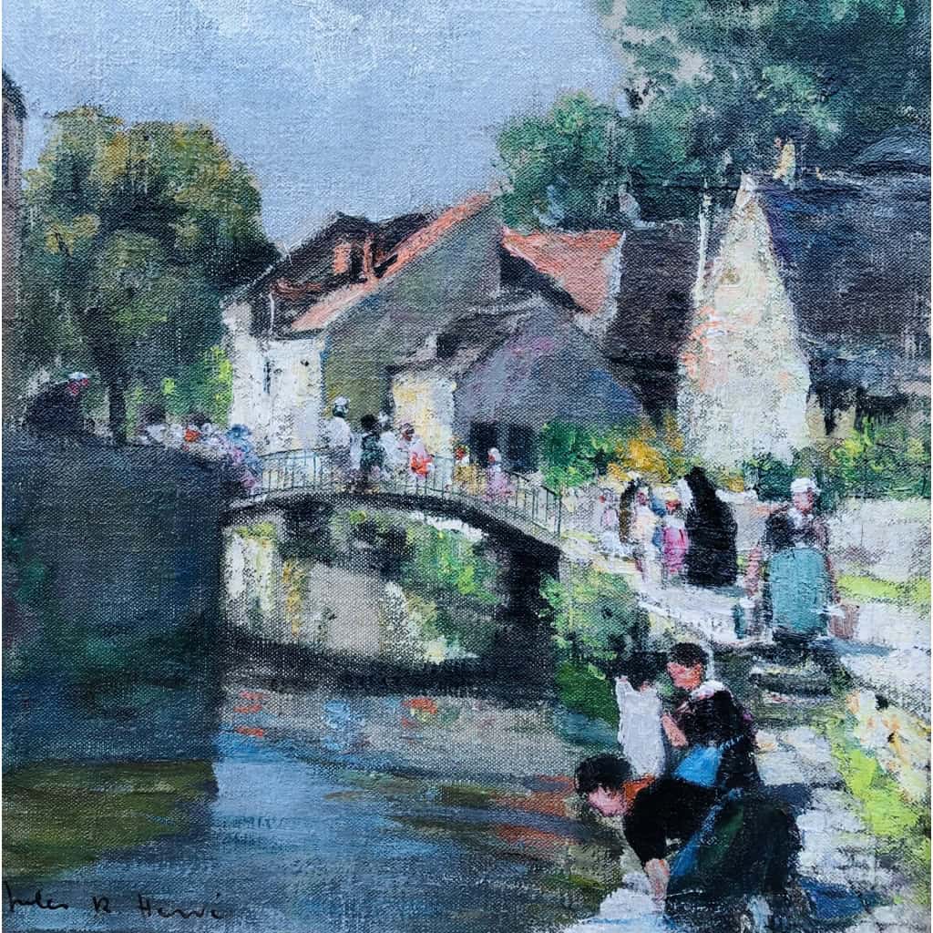 HERVE Jules Tableau 20è Siècle Un dimanche à la campagne Huile Sur Toile Signée Certificat d’authenticité | Biron HERVE Jules Tableau 20è Siècle Un dimanche à la campagne Huile Sur Toile Signée Certificat d’authenticité