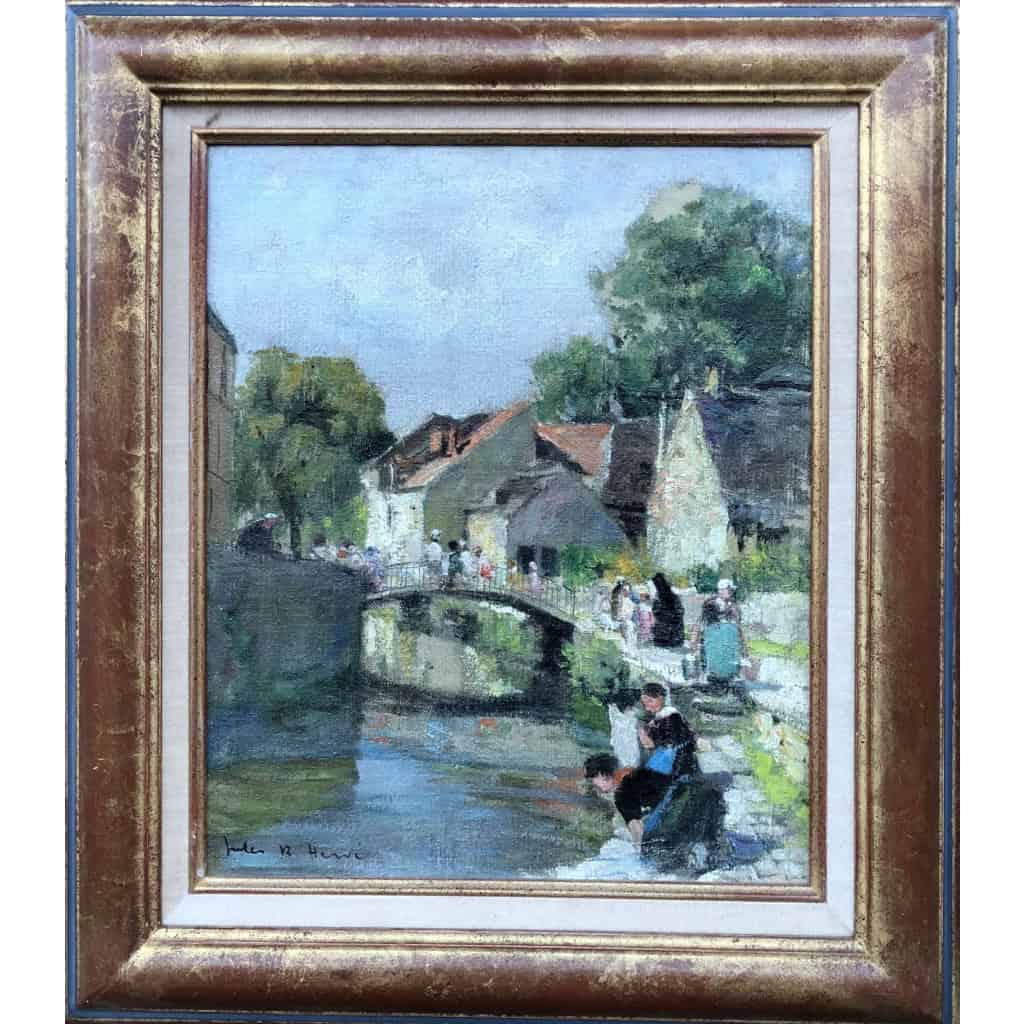 HERVE Jules Tableau 20è Siècle Un dimanche à la campagne Huile Sur Toile Signée Certificat d’authenticité | Biron HERVE Jules Tableau 20è Siècle Un dimanche à la campagne Huile Sur Toile Signée Certificat d’authenticité
