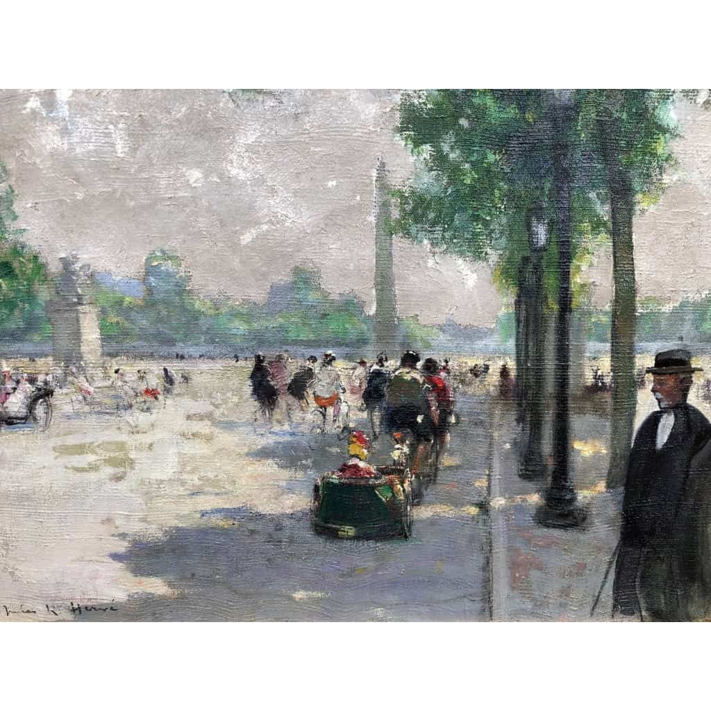 HERVE Jules Tableau Impressionniste 20è siècle Animation aux Champs Elysées huile sur toile signée Certificat d’authenticité | Biron HERVE Jules Tableau Impressionniste 20è siècle Animation aux Champs Elysées huile sur toile signée Certificat d’authenticité