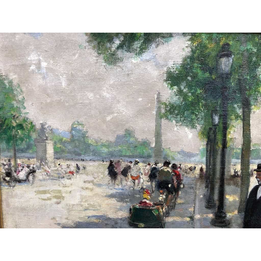 HERVE Jules Tableau Impressionniste 20è siècle Animation aux Champs Elysées huile sur toile signée Certificat d’authenticité | Biron HERVE Jules Tableau Impressionniste 20è siècle Animation aux Champs Elysées huile sur toile signée Certificat d’authenticité