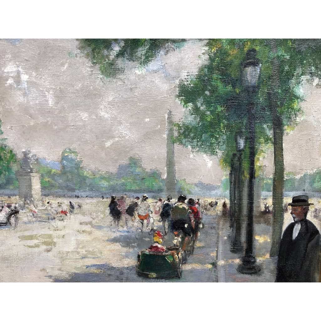 HERVE Jules Tableau Impressionniste 20è siècle Animation aux Champs Elysées huile sur toile signée Certificat d’authenticité | Biron HERVE Jules Tableau Impressionniste 20è siècle Animation aux Champs Elysées huile sur toile signée Certificat d’authenticité