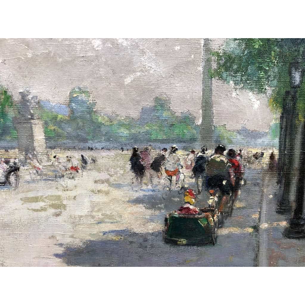 HERVE Jules Tableau Impressionniste 20è siècle Animation aux Champs Elysées huile sur toile signée Certificat d’authenticité | Biron HERVE Jules Tableau Impressionniste 20è siècle Animation aux Champs Elysées huile sur toile signée Certificat d’authenticité