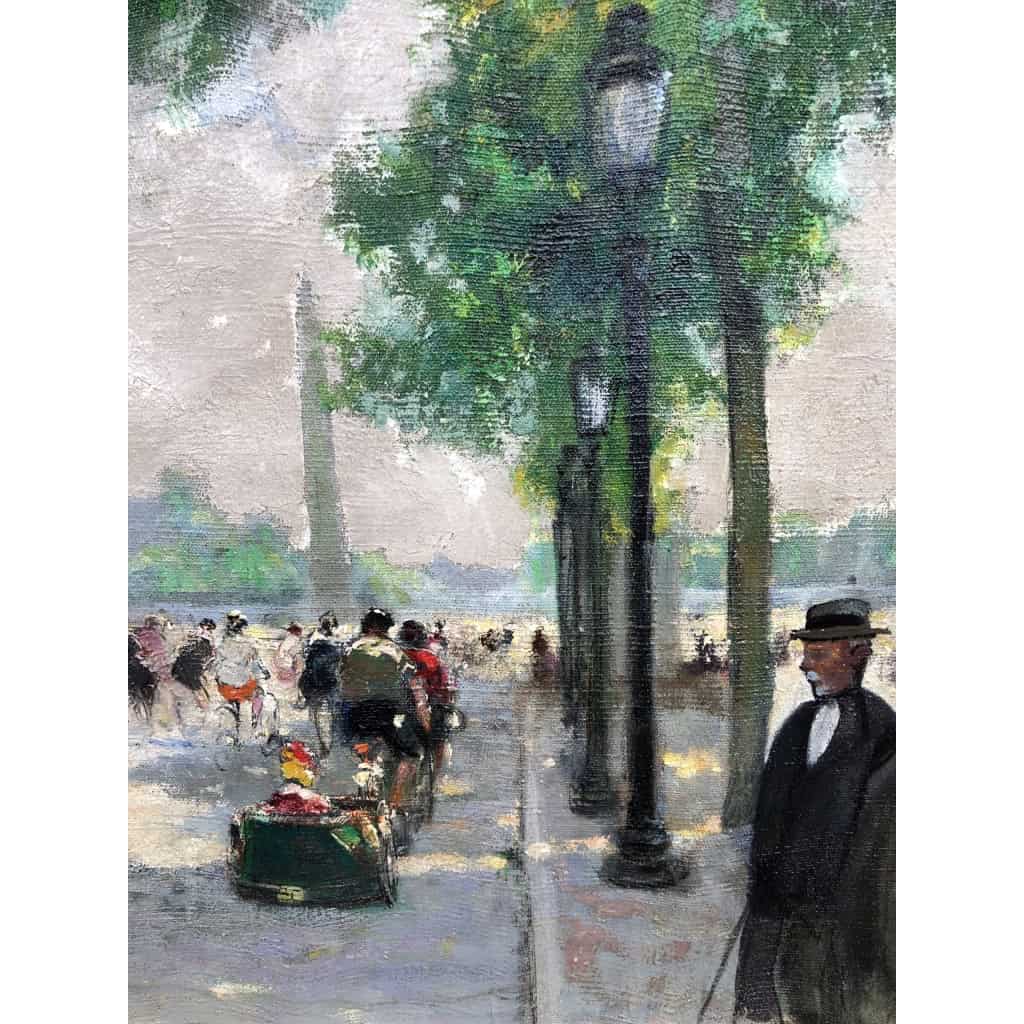 HERVE Jules Tableau Impressionniste 20è siècle Animation aux Champs Elysées huile sur toile signée Certificat d’authenticité | Biron HERVE Jules Tableau Impressionniste 20è siècle Animation aux Champs Elysées huile sur toile signée Certificat d’authenticité