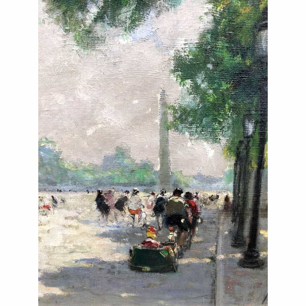 HERVE Jules Tableau Impressionniste 20è siècle Animation aux Champs Elysées huile sur toile signée Certificat d’authenticité | Biron HERVE Jules Tableau Impressionniste 20è siècle Animation aux Champs Elysées huile sur toile signée Certificat d’authenticité