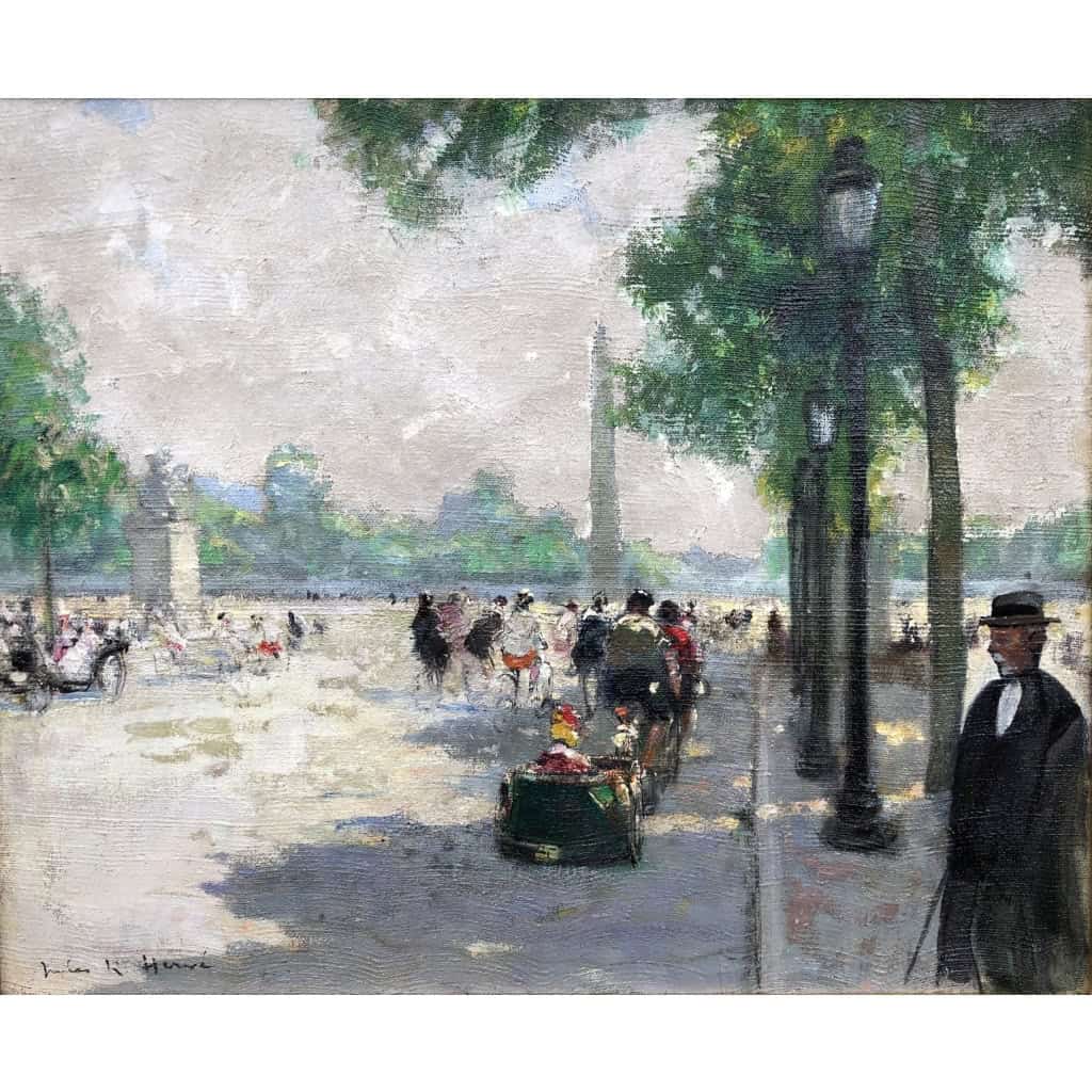 HERVE Jules Tableau Impressionniste 20è siècle Animation aux Champs Elysées huile sur toile signée Certificat d’authenticité | Biron HERVE Jules Tableau Impressionniste 20è siècle Animation aux Champs Elysées huile sur toile signée Certificat d’authenticité