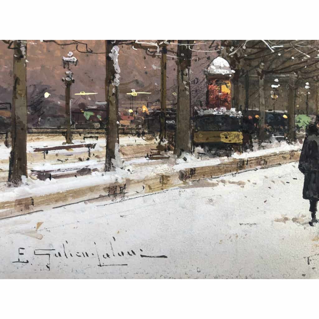 GALIEN LALOUE Peinture Française 20è Paris Les Champs Elysées Et l’Arc De Triomphe en hiver Gouache signée Certificat d’authenticité | Biron GALIEN LALOUE Peinture Française 20è Paris Les Champs Elysées Et l'Arc De Triomphe en hiver Gouache signée Certificat d’authenticité
