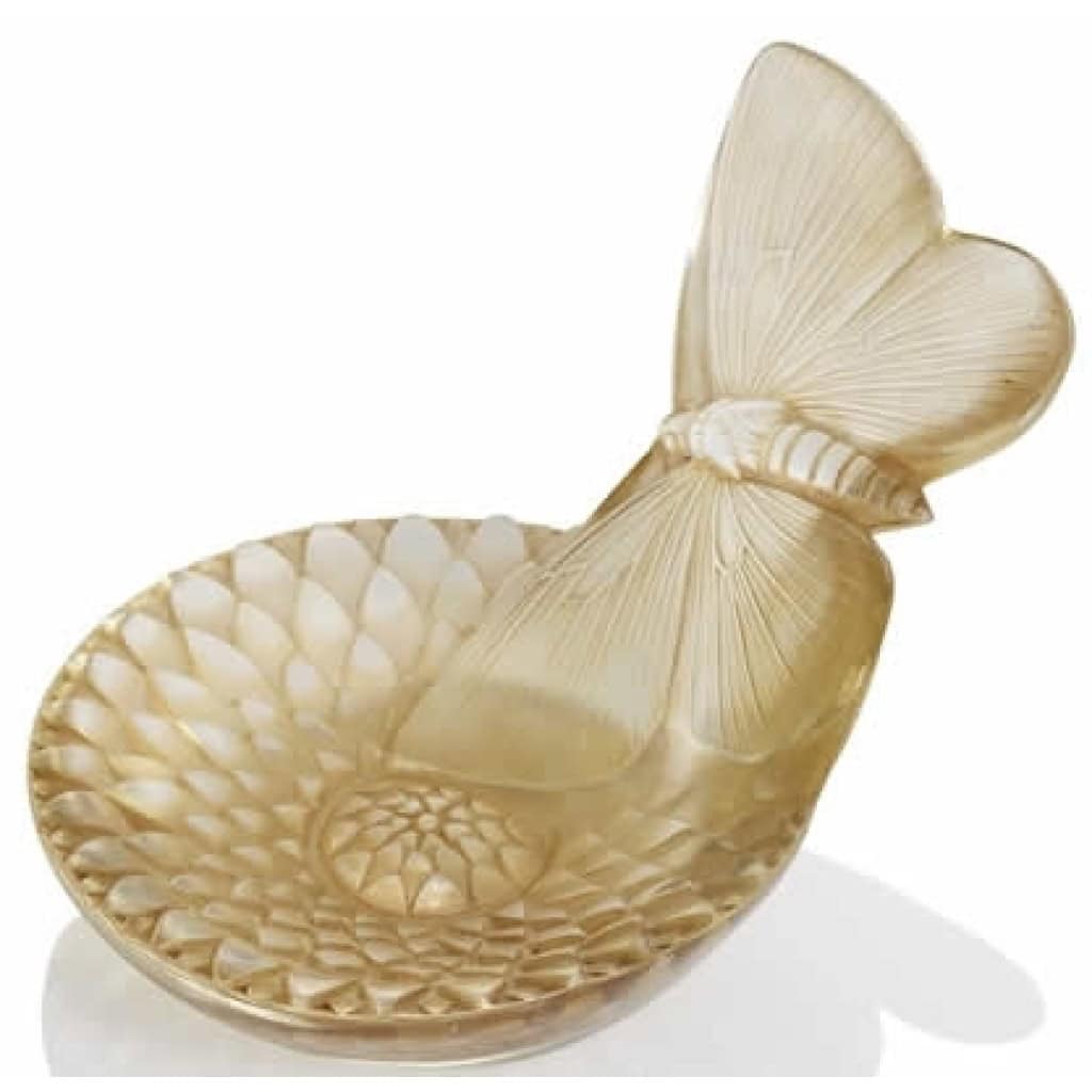 1931 René Lalique – Cendrier Dahlia et Papillon | Biron 1931 René Lalique - Cendrier Dahlia et Papillon