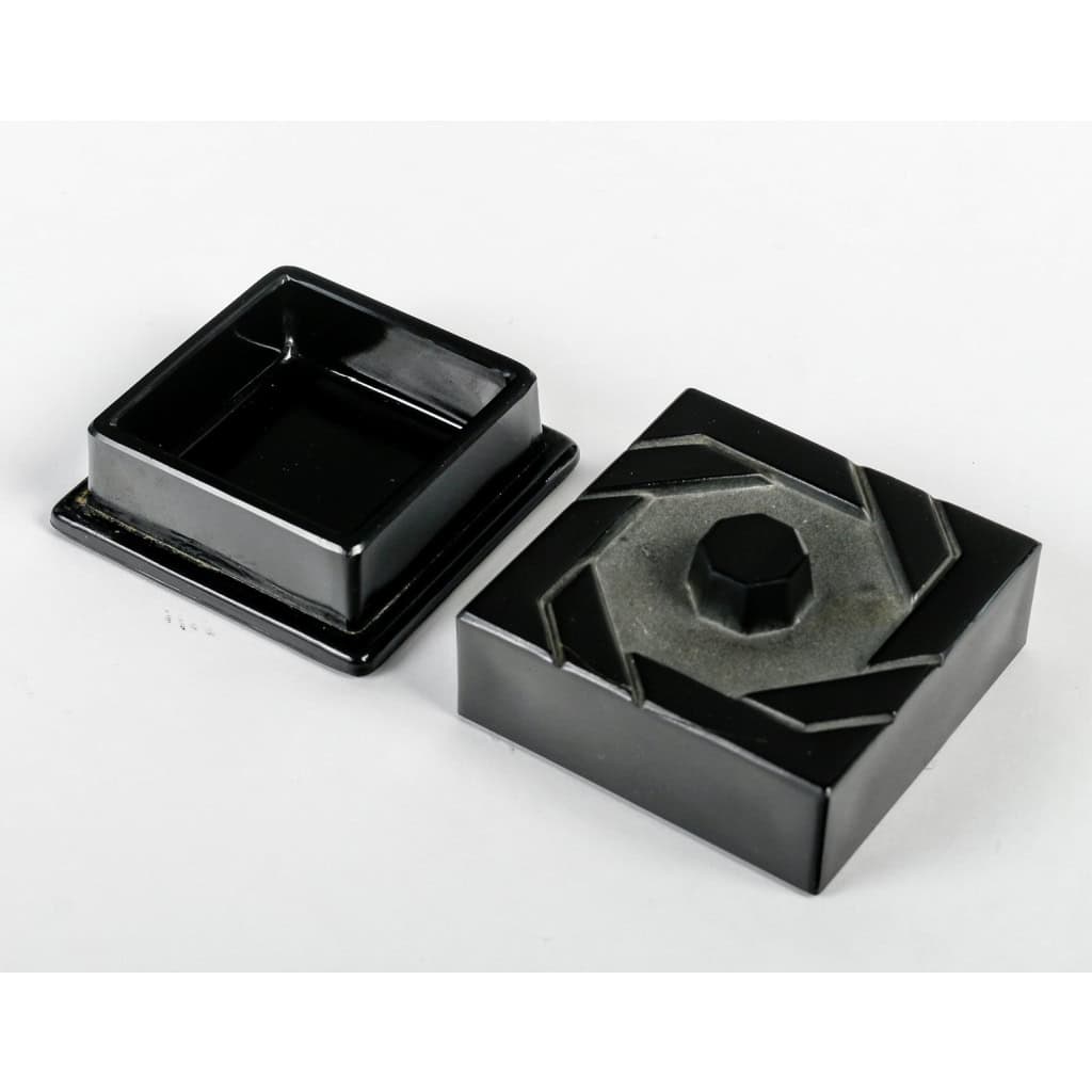 Boite « Quatre Flacons » verre noir de René LALIQUE pour D’Orsay | Biron Boite "Quatre Flacons" verre noir de René LALIQUE pour D'Orsay