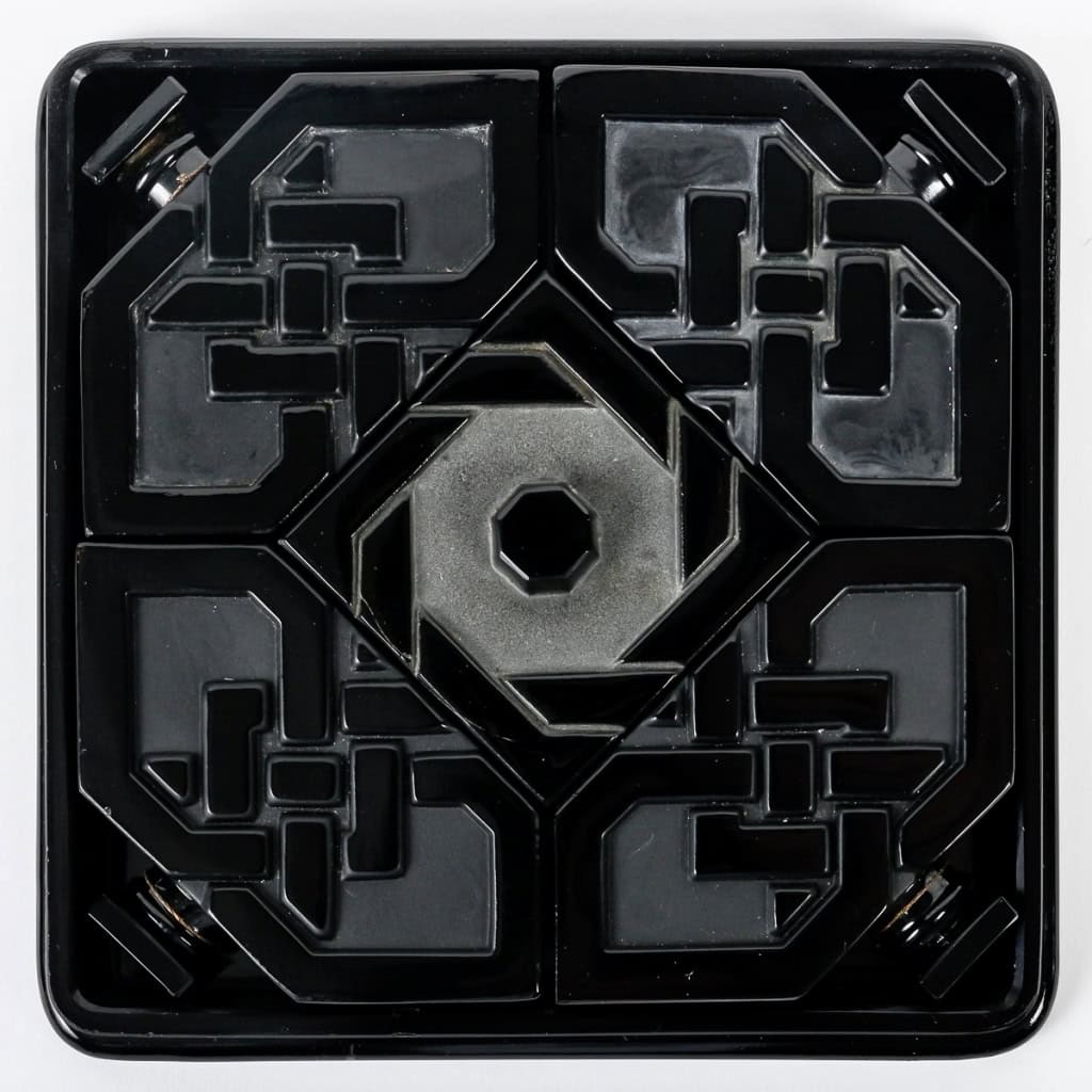 Boite « Quatre Flacons » verre noir de René LALIQUE pour D’Orsay | Biron Boite "Quatre Flacons" verre noir de René LALIQUE pour D'Orsay