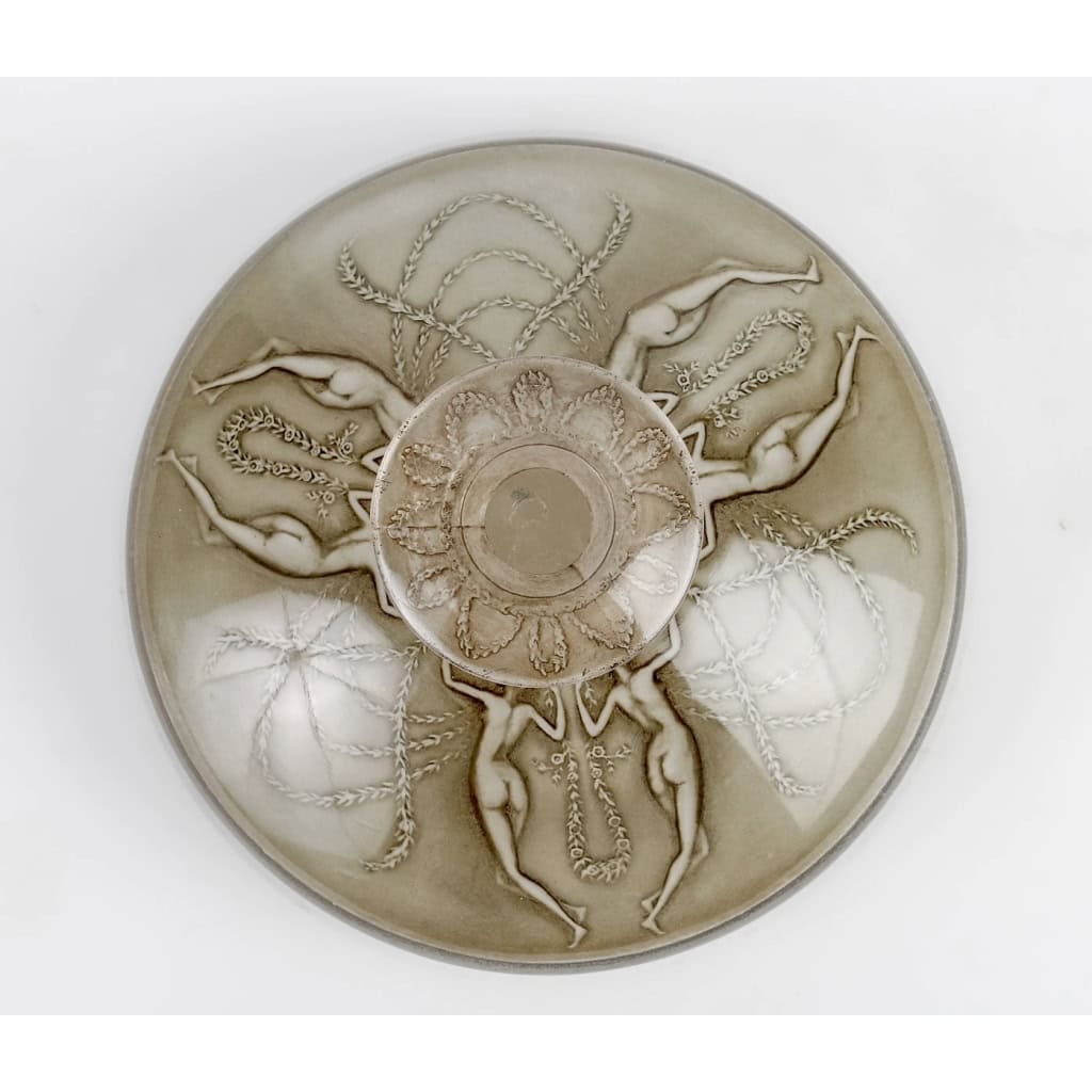 Flacon « Trois Groupes de Deux Danseuses » verre blanc patiné sépia de René LALIQUE | Biron Flacon "Trois Groupes de Deux Danseuses" verre blanc patiné sépia de René LALIQUE