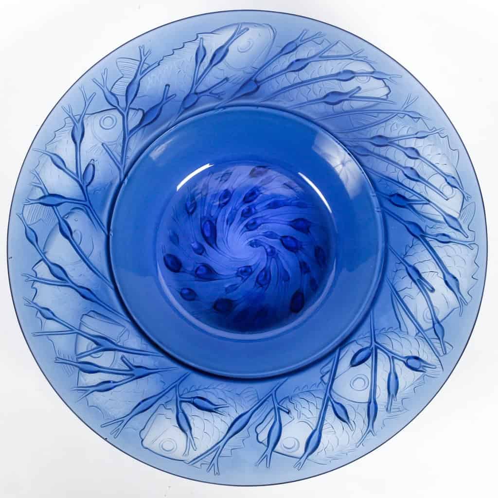 Coupe « Anvers » verre bleu saphir de René LALIQUE | Biron Coupe "Anvers" verre bleu saphir de René LALIQUE