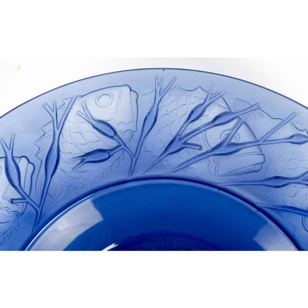 Coupe « Anvers » verre bleu saphir de René LALIQUE | Biron Coupe "Anvers" verre bleu saphir de René LALIQUE
