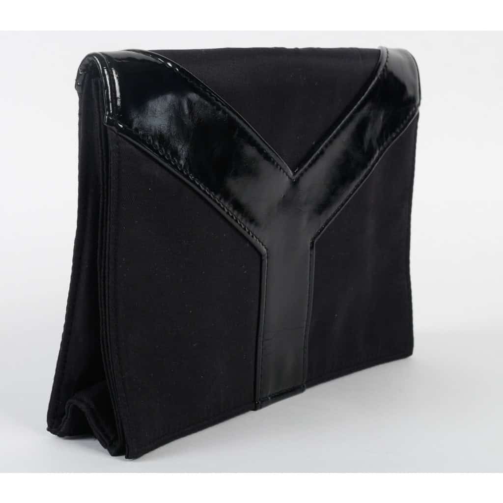 Pochette Yves Saint-Laurent Vintage, Cuir Noir, XXème Siècle.
