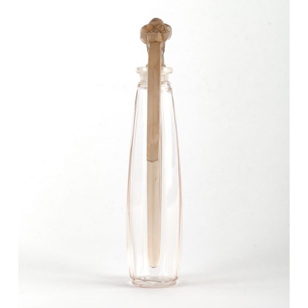 Flacon « Bouchon Eucalyptus » verre blanc patiné sépia de René LALIQUE | Biron Flacon "Bouchon Eucalyptus" verre blanc patiné sépia de René LALIQUE