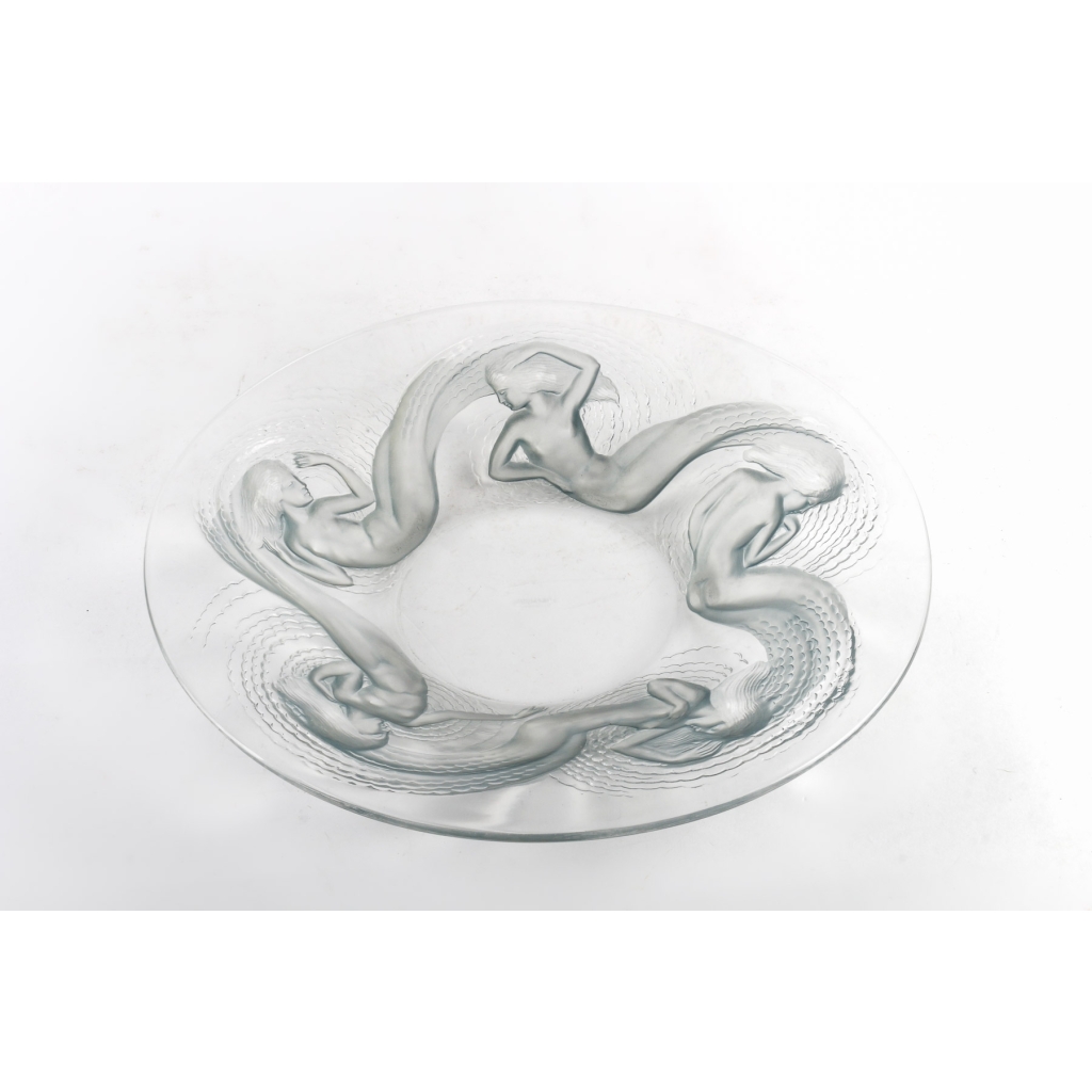 Coupe « Calypso » verre blanc patiné bleu de René LALIQUE | Biron |||||||||