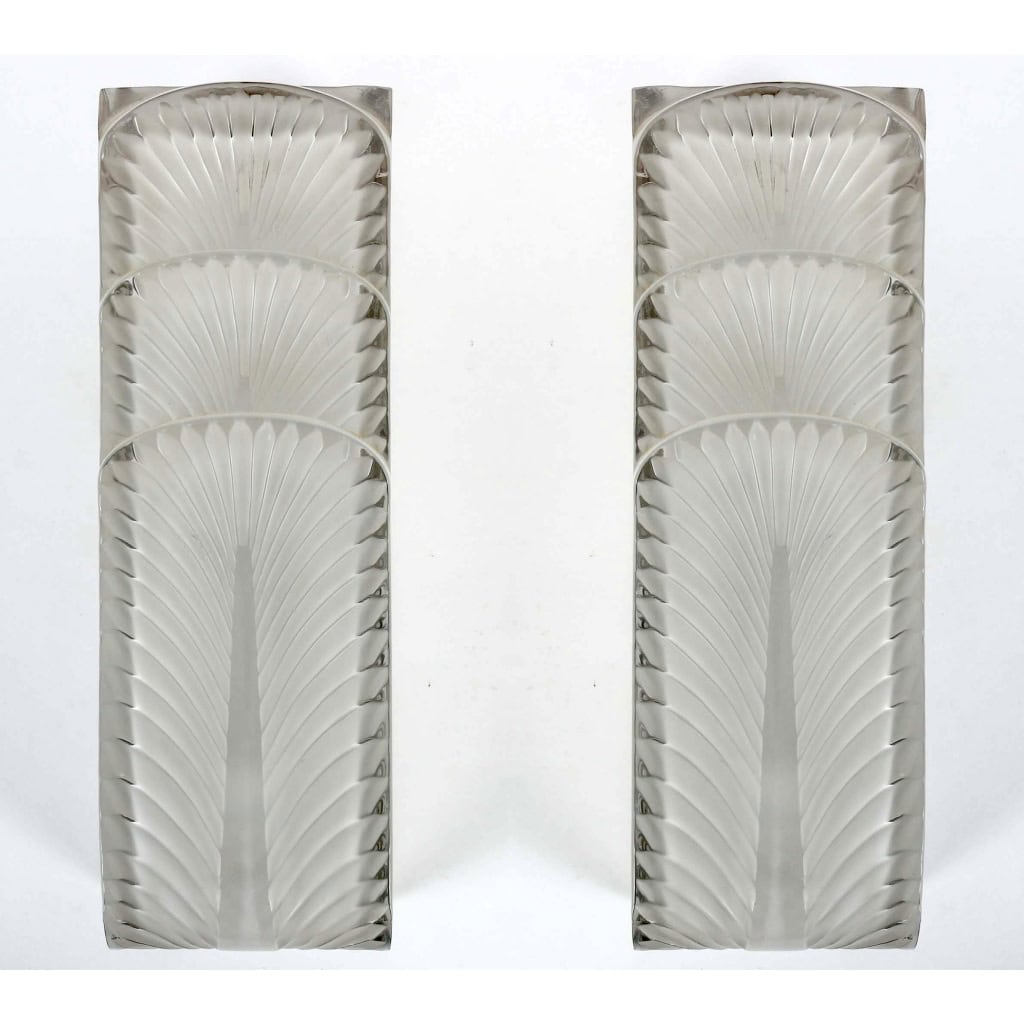 Paire d’Appliques « Languedoc » verre blanc de René Lalique | Biron ||||||