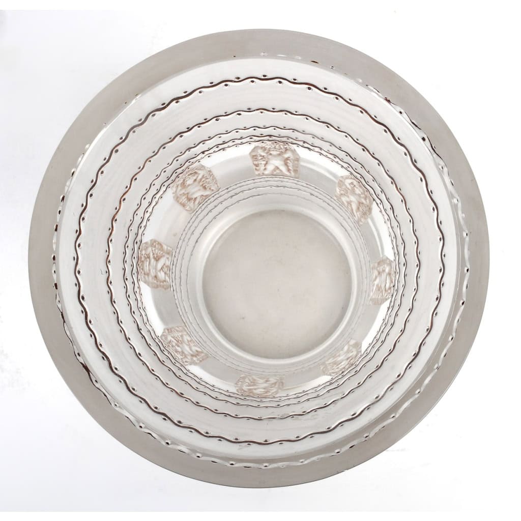 Vase « Florence » verre blanc patiné sépia et émaillé brun de René LALIQUE | Biron Vase "Florence" verre blanc patiné sépia et émaillé brun de René LALIQUE
