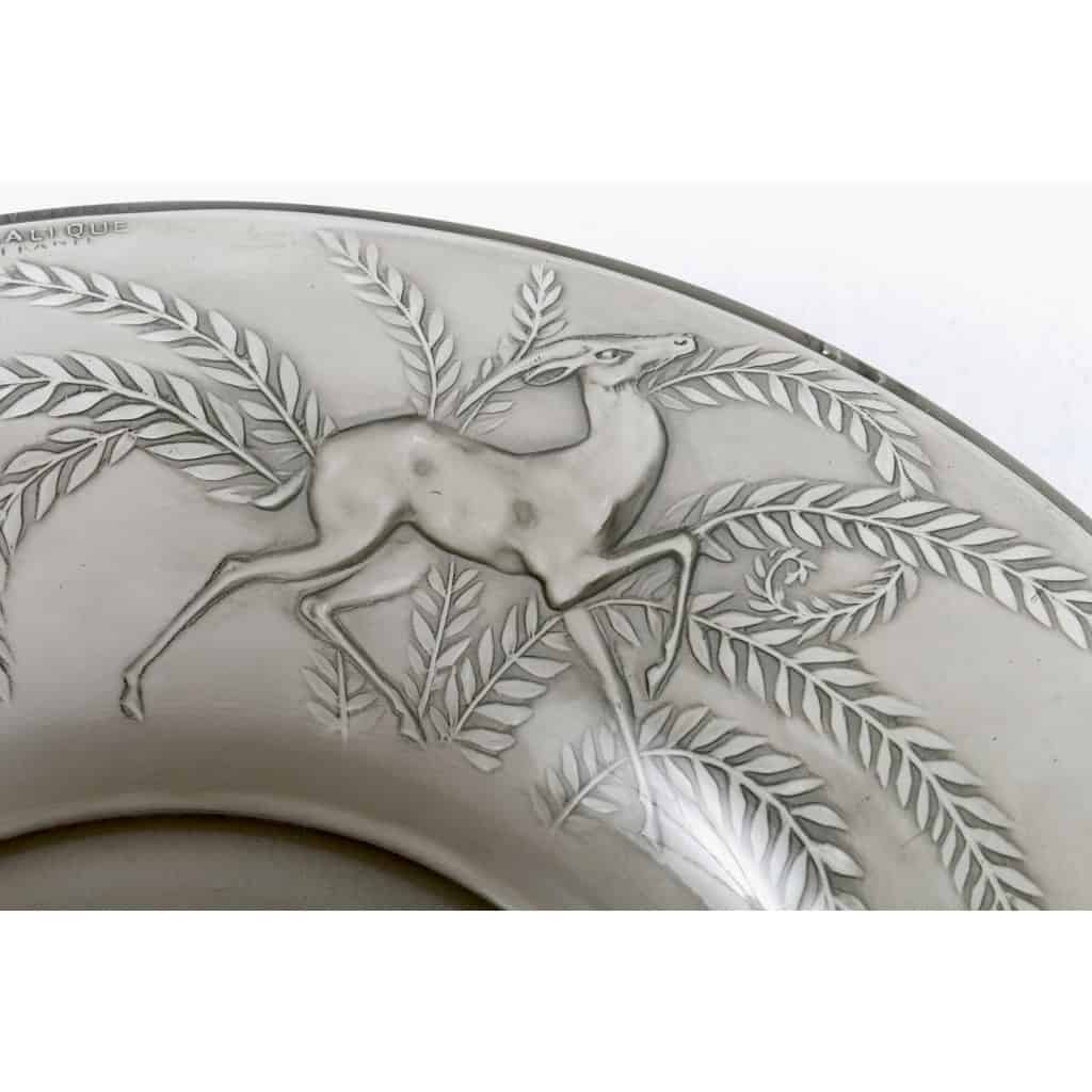 Coupe « Gazelles » verre gris topaze clair patiné de René LALIQUE | Biron Coupe "Gazelles" verre gris topaze clair patiné de René LALIQUE