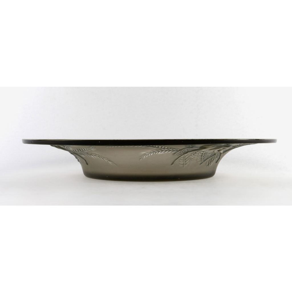 Coupe « Gazelles » verre gris topaze clair patiné de René LALIQUE | Biron Coupe "Gazelles" verre gris topaze clair patiné de René LALIQUE