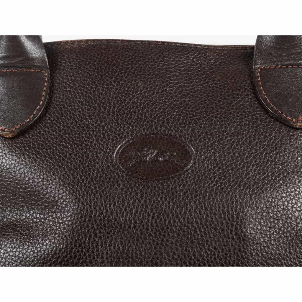Sac à main Longchamp en cuir grainé marron