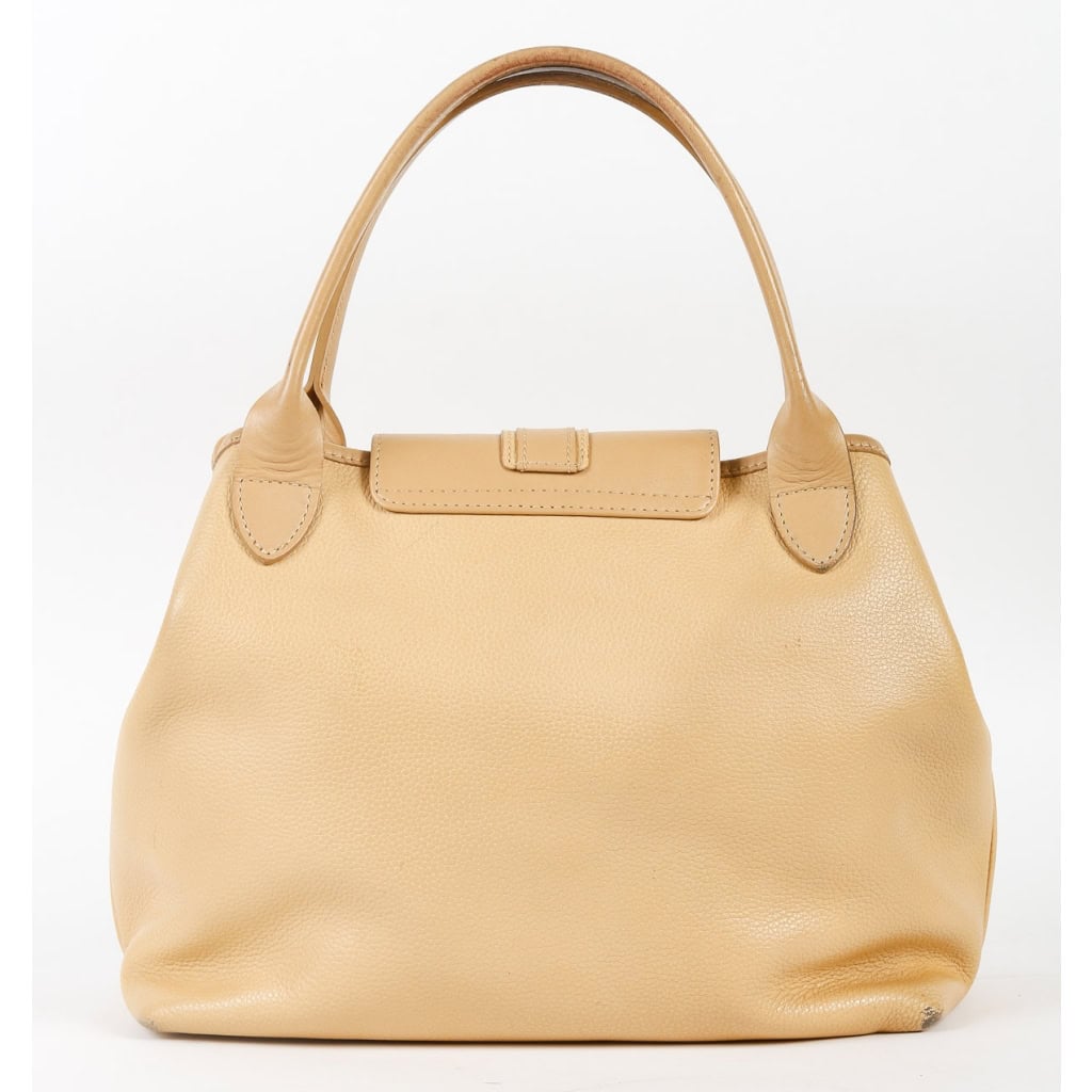 Sac à Main, Longchamp, Cuir Jaune, Boucle Chromée, XXème siècle.