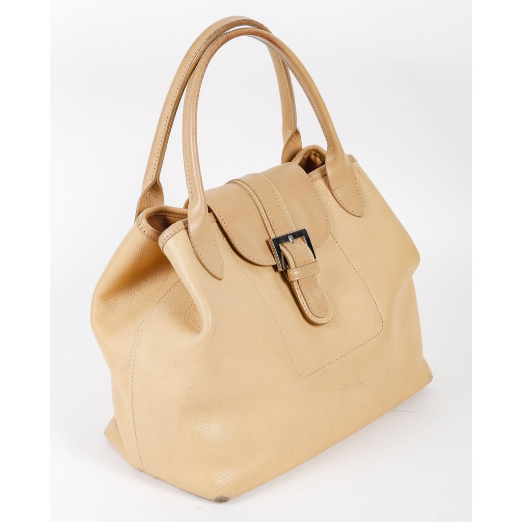 Sac à Main, Longchamp, Cuir Jaune, Boucle Chromée, XXème siècle.