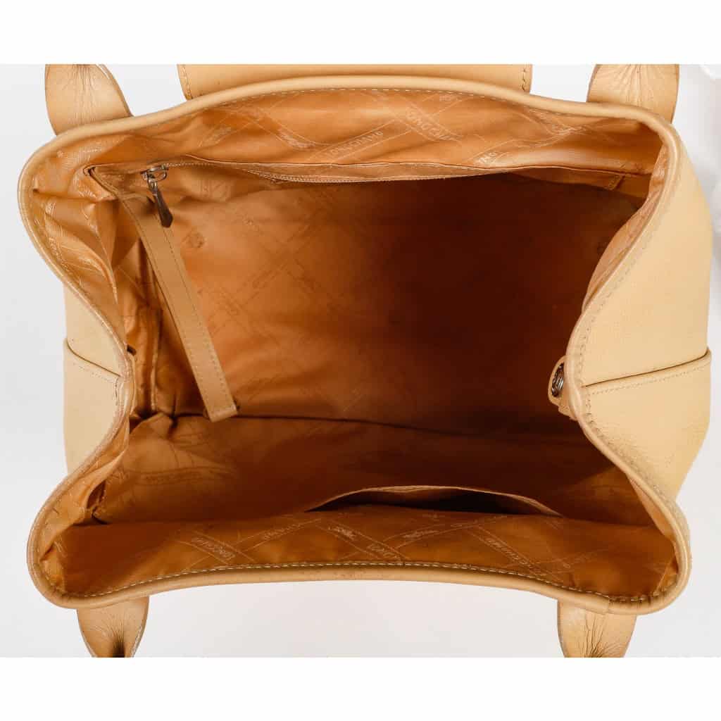Sac à Main, Longchamp, Cuir Jaune, Boucle Chromée, XXème siècle.