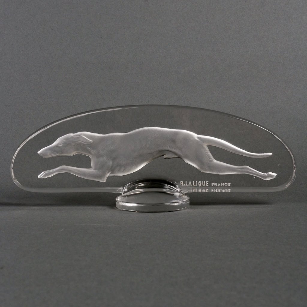 Mascotte Automobile « Lévrier » verre blanc de René LALIQUE | Biron |||||||