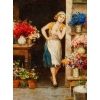 Huile sur toile, « La marchande de fleurs de Venise », par Cesare Vianello, fin XIXème siècle | Biron Huile sur toile, "La marchande de fleurs de Venise", par Cesare Vianello, fin XIXème siècle