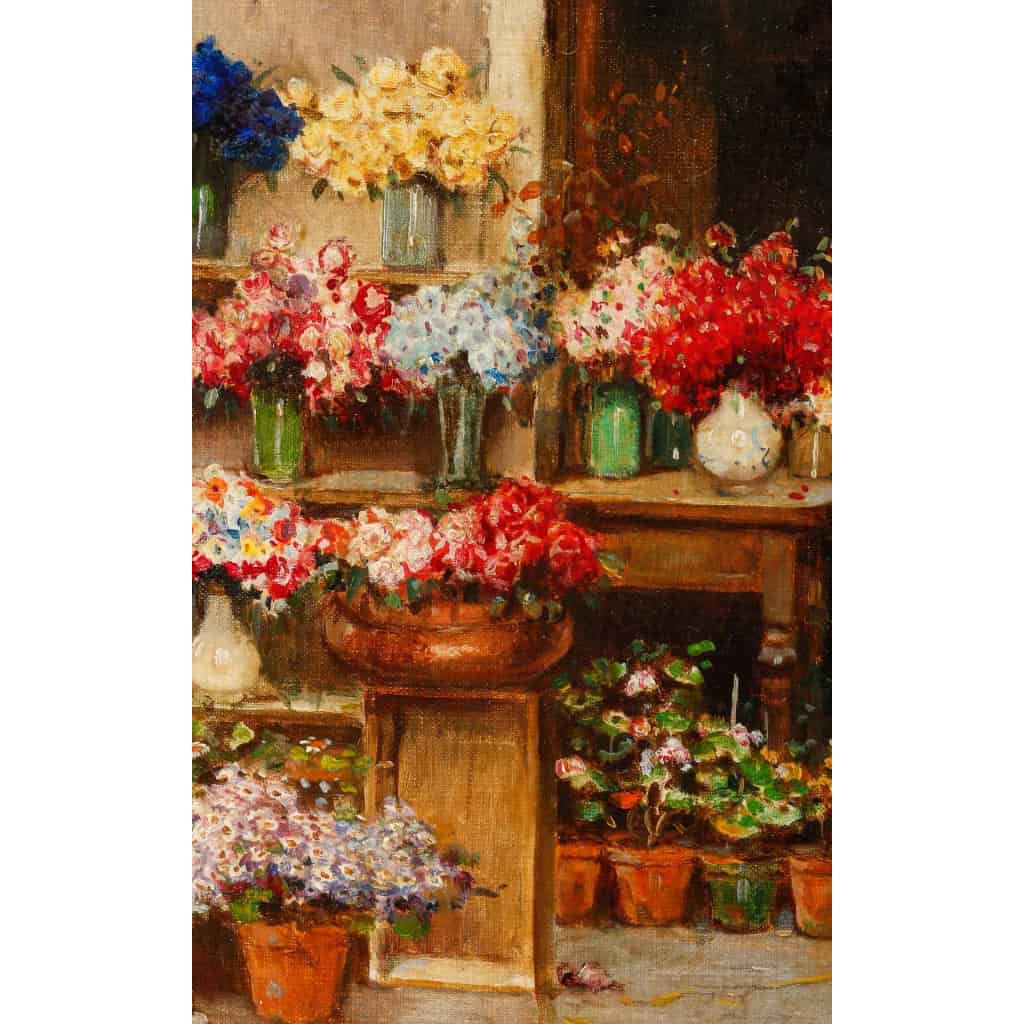 Huile sur toile, « La marchande de fleurs de Venise », par Cesare Vianello, fin XIXème siècle | Biron Huile sur toile, "La marchande de fleurs de Venise", par Cesare Vianello, fin XIXème siècle