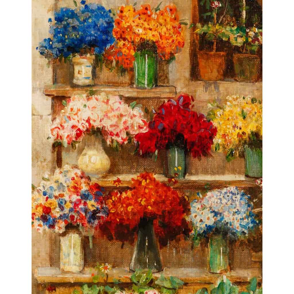 Huile sur toile, « La marchande de fleurs de Venise », par Cesare Vianello, fin XIXème siècle | Biron Huile sur toile, "La marchande de fleurs de Venise", par Cesare Vianello, fin XIXème siècle