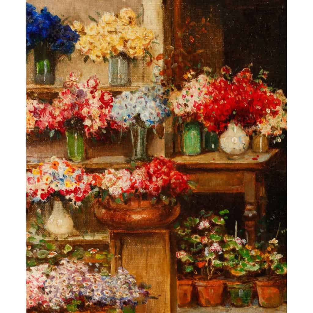 Huile sur toile, « La marchande de fleurs de Venise », par Cesare Vianello, fin XIXème siècle | Biron Huile sur toile, "La marchande de fleurs de Venise", par Cesare Vianello, fin XIXème siècle
