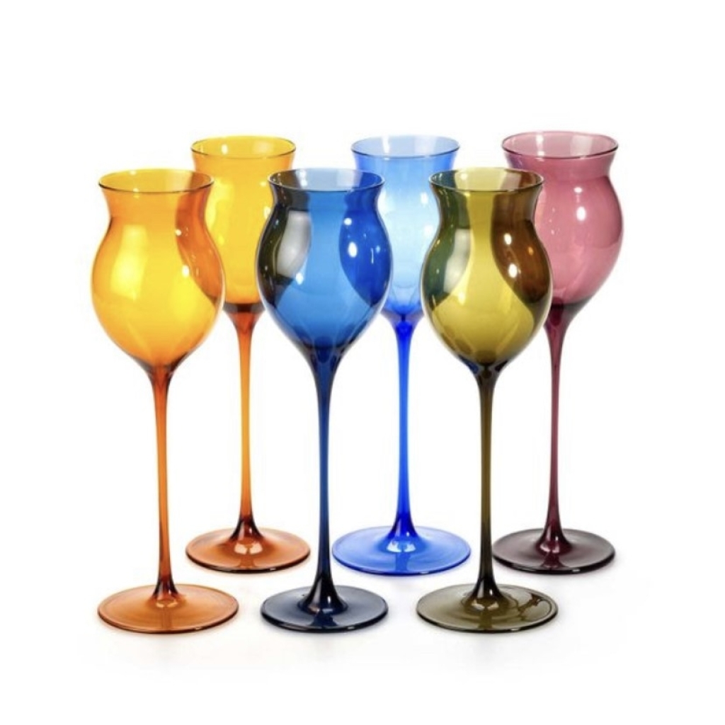 Suite de six verres à vin de couleur de la verrerie de Lauscha | Biron ||