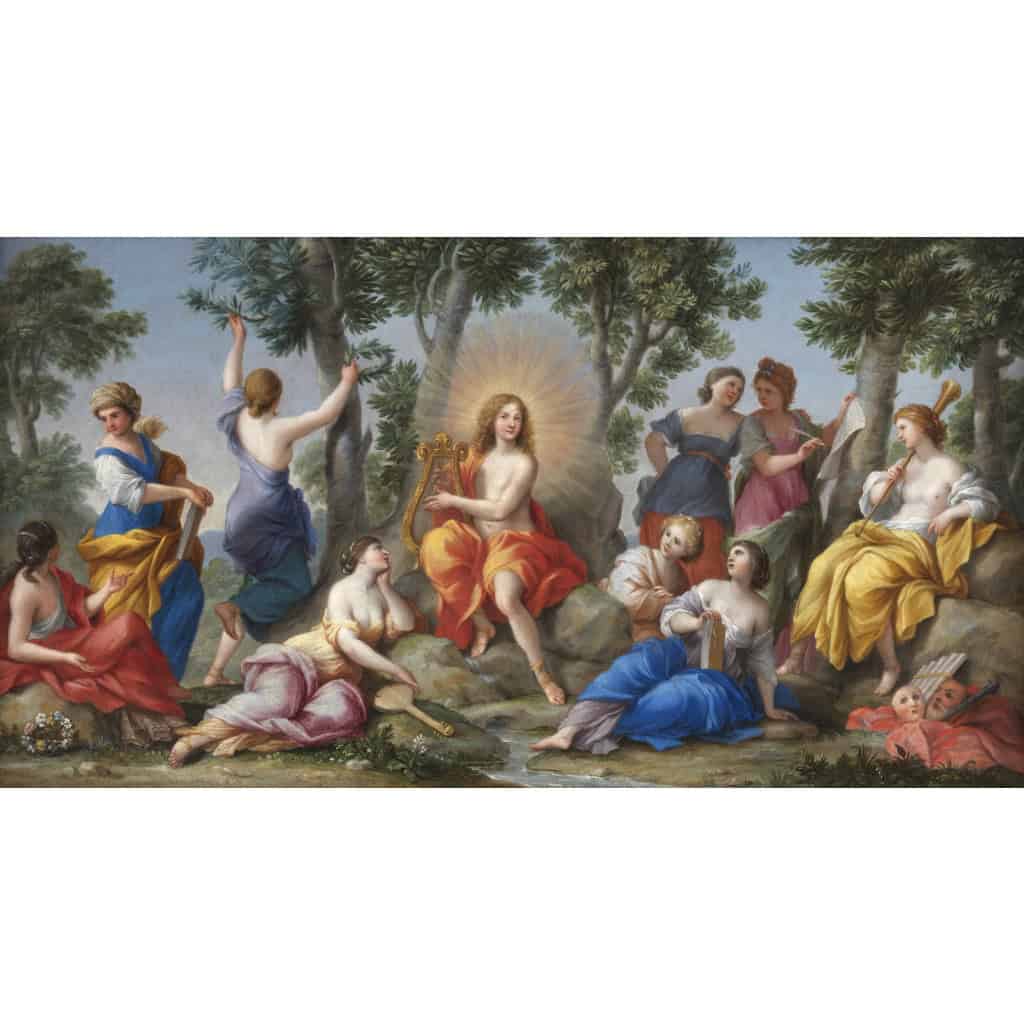 Louis XIV en Apollon sur le Mont Parnasse – Atelier de Giovanni Francesco Romanelli (1610 – 1662)