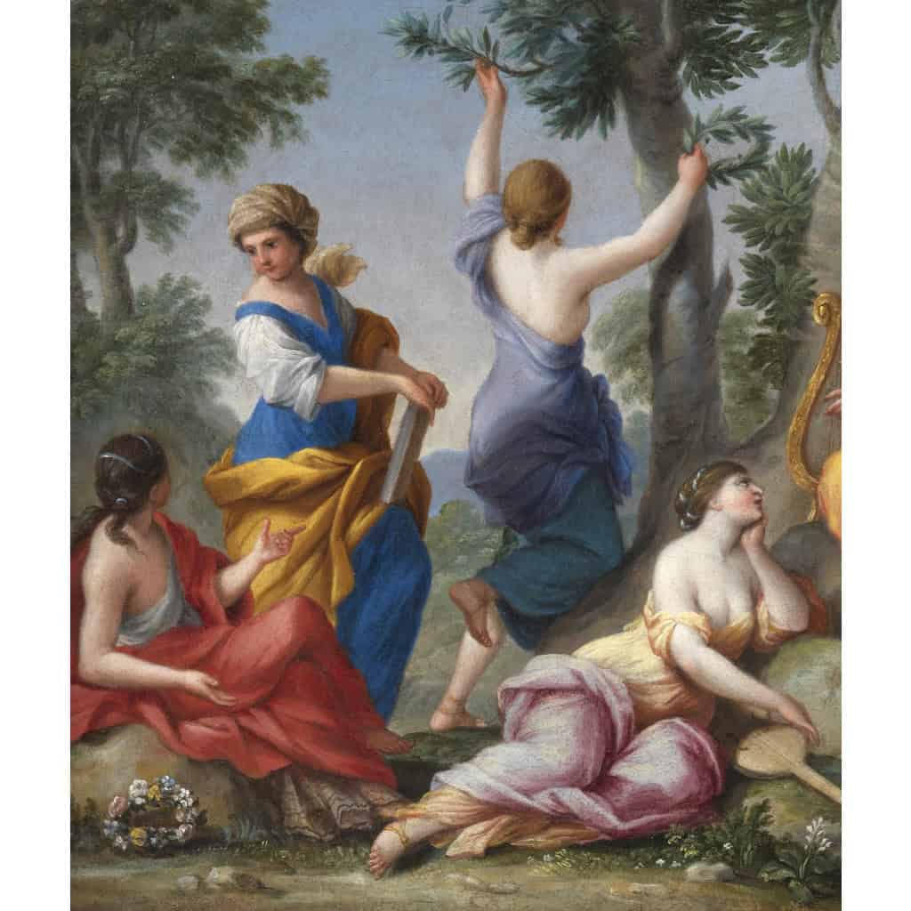 Louis XIV en Apollon sur le Mont Parnasse – Atelier de Giovanni Francesco Romanelli (1610 – 1662)
