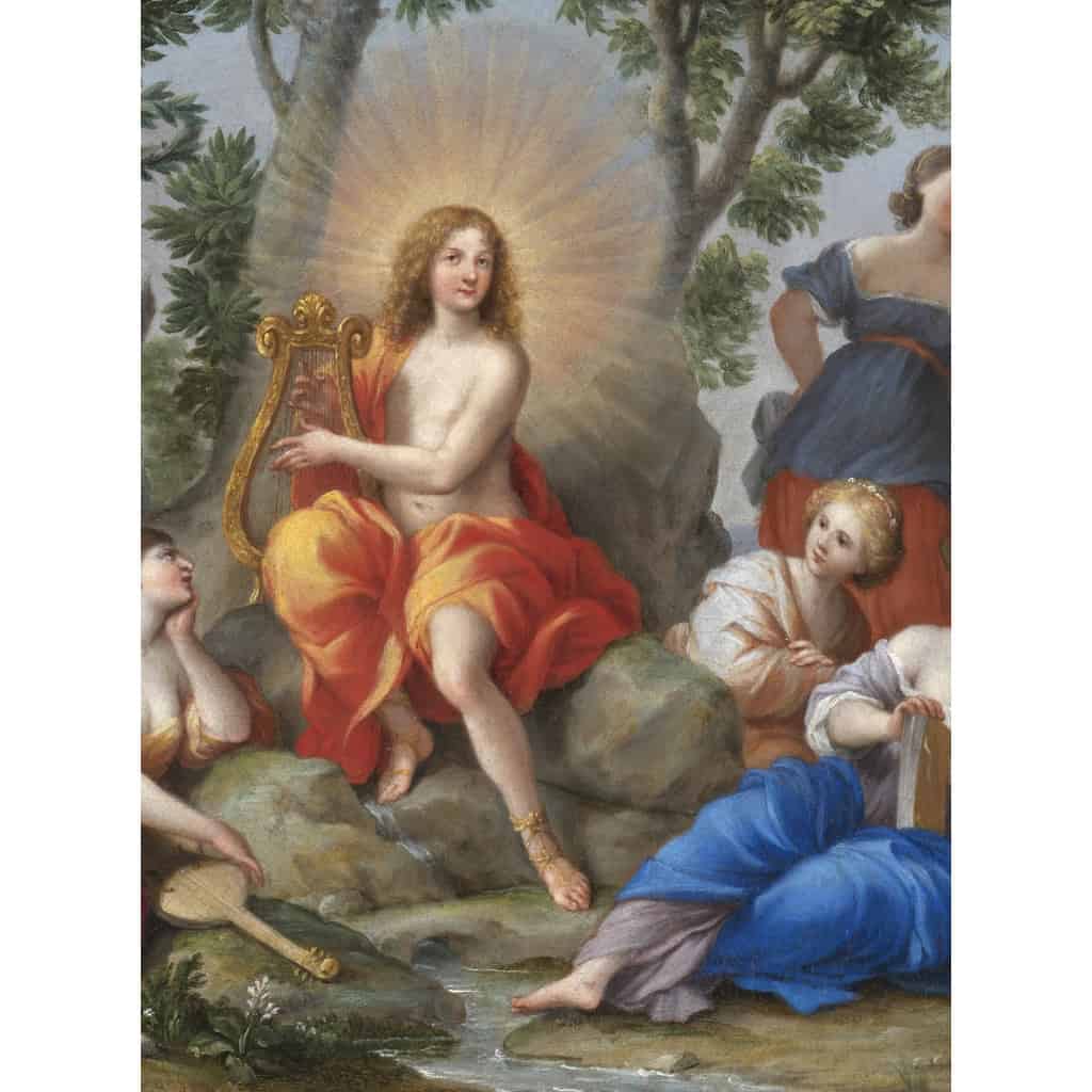 Louis XIV en Apollon sur le Mont Parnasse – Atelier de Giovanni Francesco Romanelli (1610 – 1662)