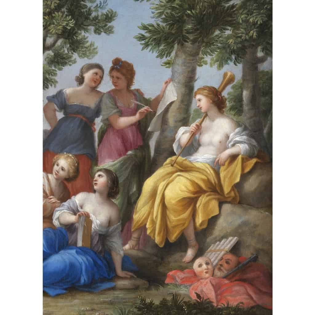 Louis XIV en Apollon sur le Mont Parnasse – Atelier de Giovanni Francesco Romanelli (1610 – 1662)