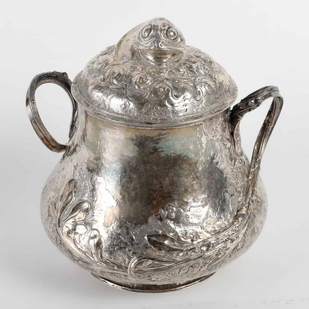 Henri Husson (1852-1914) & A.Hebrard Paris Fondeur, Sucrier Art Nouveau Naturaliste en Argent circa 1909 | Biron ||||||||||||||||||