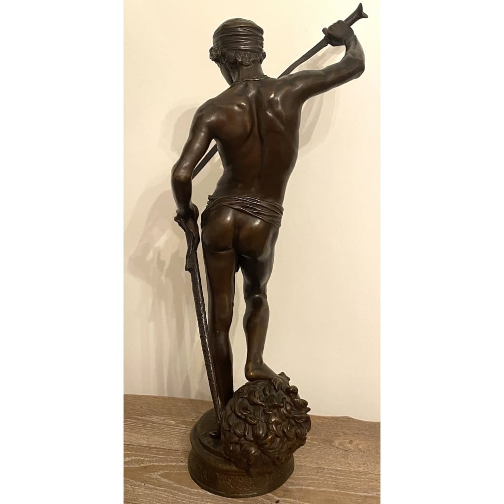David bronze par Antonnin Mercié (1845-1916) 73cm | Biron David bronze par Antonnin Mercié (1845-1916) 73cm