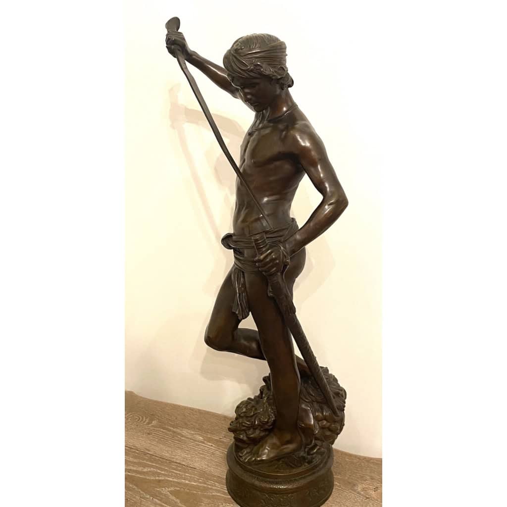 David bronze par Antonnin Mercié (1845-1916) 73cm | Biron David bronze par Antonnin Mercié (1845-1916) 73cm