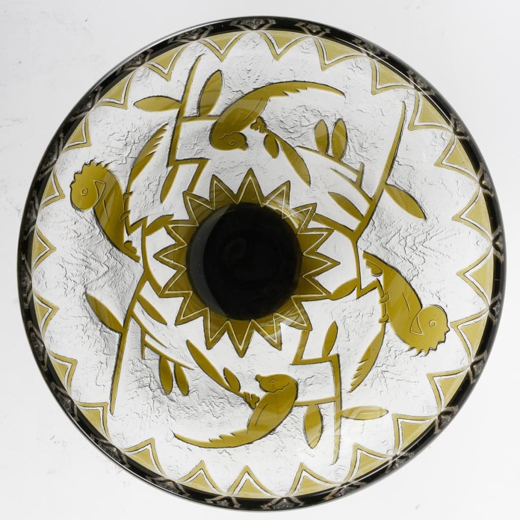 DAUM Nancy France, Vase aux Perroquets circa 1930 | Biron DAUM Nancy France, Vase aux Perroquets circa 1930