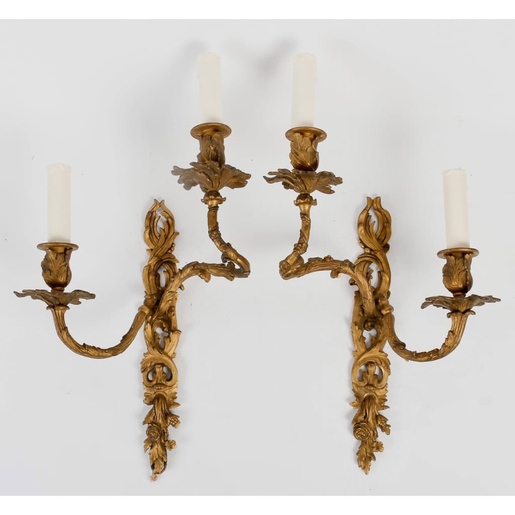 Paire d’Appliques en Bronze Doré Napoléon III | Biron |||||||||