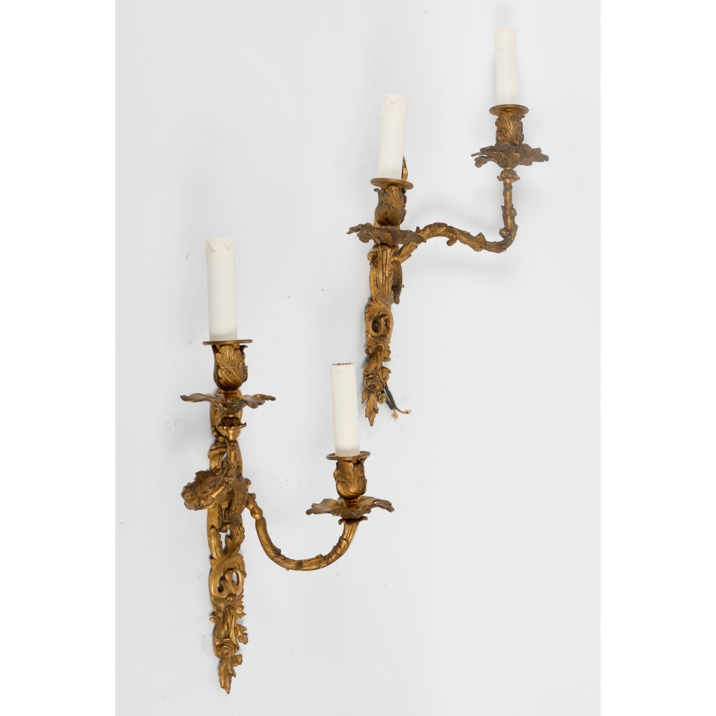 Paire d’Appliques en Bronze Doré Napoléon III | Biron Paire d’Appliques en Bronze Doré Napoléon III