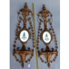 1950/70 Paire d’Appliques Bois Doré Venise Romantiques Console Et Guirlandes Miroirs Gravés Monsieur Et Madame | Biron |||||||||||||||