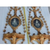 1950/70 Paire d’Appliques Bois Doré Venise Romantiques Console Et Guirlandes Miroirs Gravés Monsieur Et Madame | Biron 1950/70 Paire d’Appliques Bois Doré Venise Romantiques Console Et Guirlandes Miroirs Gravés Monsieur Et Madame