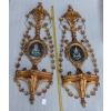 1950/70 Paire d’Appliques Bois Doré Venise Romantiques Console Et Guirlandes Miroirs Gravés Monsieur Et Madame | Biron 1950/70 Paire d’Appliques Bois Doré Venise Romantiques Console Et Guirlandes Miroirs Gravés Monsieur Et Madame